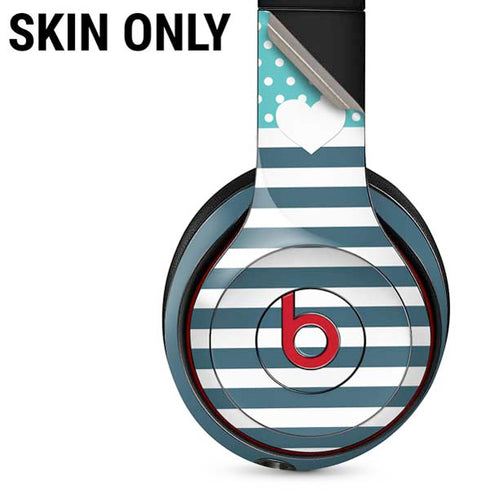 Polka Dots and Stripes Heart in Blue Beats Solo 3 Wireless Skin